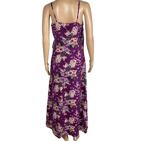 Gianni Bini Dresses Purple Floral Wrap/Tie Midi Dress - Picture 5 of 14